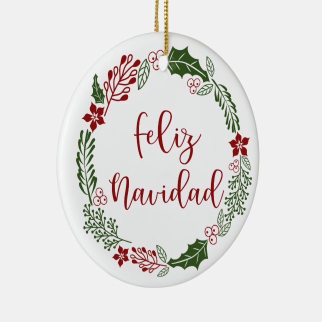 Adorno De Cerámica Correa española de navidad navideña, Feliz Navidad (Derecha)
