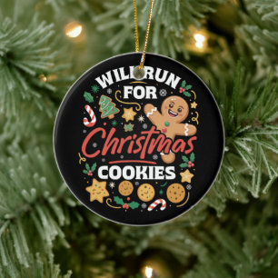 Adorno De Cerámica Correré por Galletas de Navidad Divertido Running