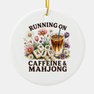 Adorno De Cerámica Corriendo con cafeína y mahjong