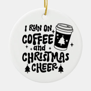 Adorno De Cerámica Corro en café y Navidades animan el texto negro