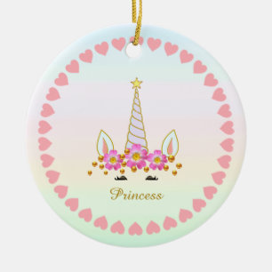 Adorno De Cerámica Corta Unicornio, flores, corazón y carnes de oro