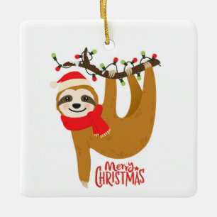Adorno De Cerámica Corte Merry Christmas Sloth