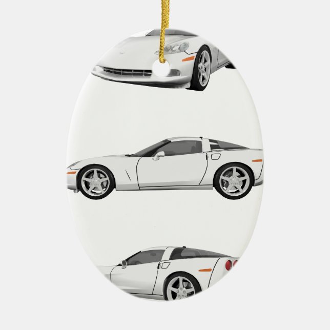 Adorno De Cerámica Corvette blanco: (Frente)