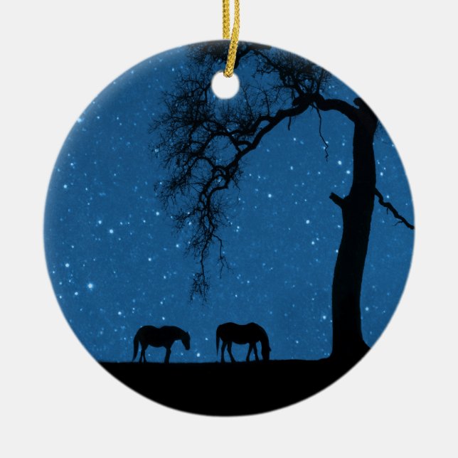 Adorno De Cerámica Cosas de Navidad estrelladas en los caballos (Frente)