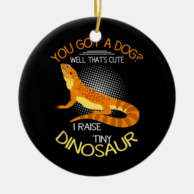 Adorno De Cerámica cosas del dragón barbudo que levanto un dinosaurio (Frente)