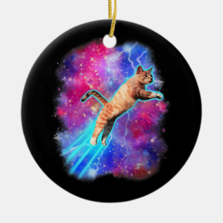 Adorno De Cerámica Cósmicos Gatos Funny Espacio Ultraterrestre Tee Ga