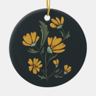 Adorno De Cerámica Cosmos Amarillos Flor Simple Belleza