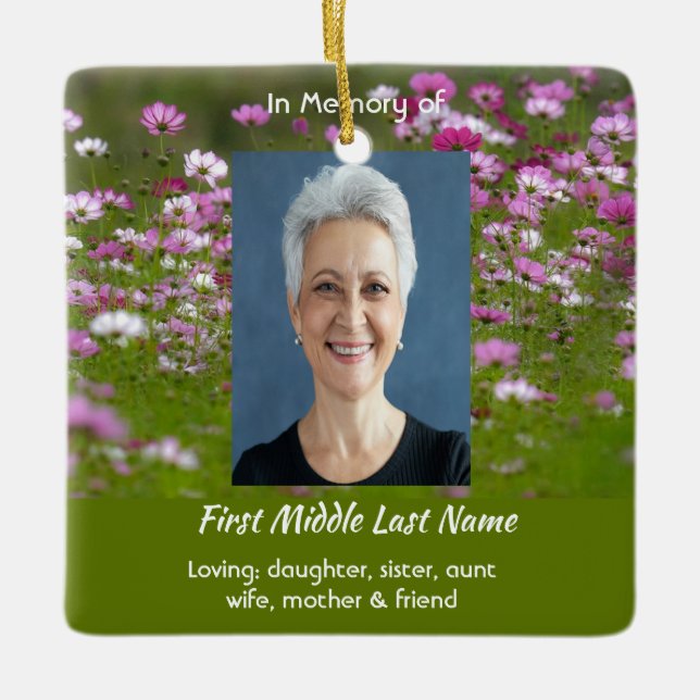 Adorno De Cerámica Cosmos Garden Flowers Memorial Keepsake  (Anverso)