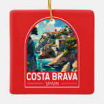 Adorno De Cerámica Costa Brava España Viaje al Vintage<br><div class="desc">Diseño de viaje vectorial retro Costa Brava. La Costa Brava es una región costera de Cataluña en el noreste de España.</div>