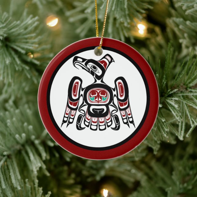 Adorno De Cerámica Costa del Pacífico Noroeste, Kaigani Thunderbird (Árbol)