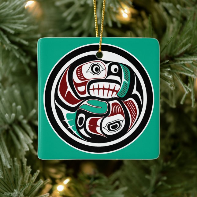 Adorno De Cerámica Costa del Pacífico Noroeste Otter persiguiendo a S (Árbol)