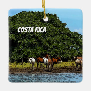 Adorno De Cerámica Costa Rica - Caballos a orillas del agua