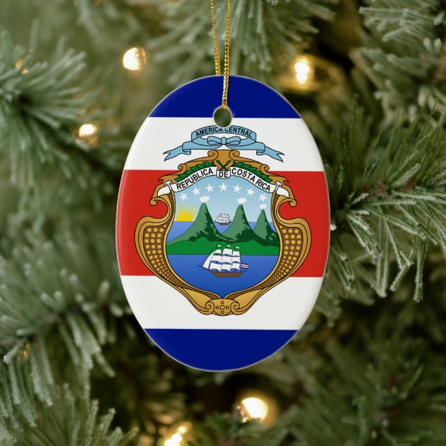 Adorno De Cerámica Costa Rica (escudo de armas/bandera) (Árbol)