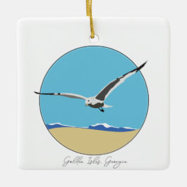 Adorno De Cerámica Costas doradas, gaviota marina de Georgia sobre la