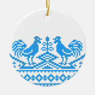 Adorno De Cerámica Costillas cruzadas de gallo azul