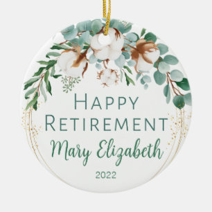 Adorno De Cerámica Cotton Eucalyptus Retirement Name Ornament