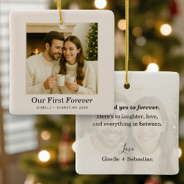 Adorno De Cerámica Couple Christmas Photo Personalized Keepsake