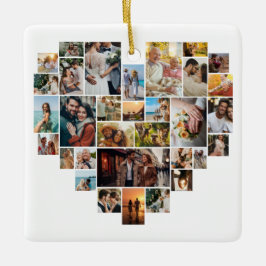 Adorno De Cerámica Couple Family Heart Shaped Photo Collage 