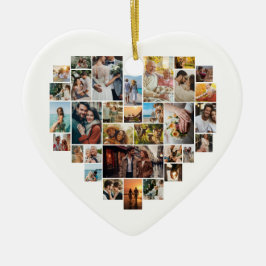 Adorno De Cerámica Couple Family Heart Shaped Photo Collage 