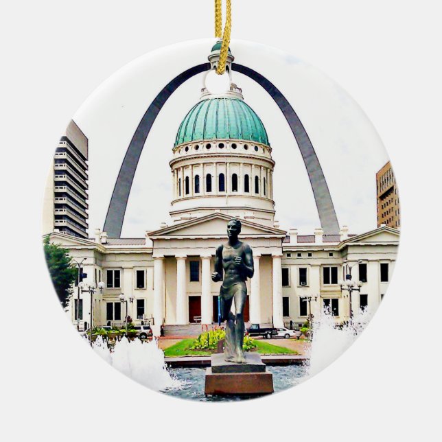 Adorno De Cerámica Courthouse, Arch, St Louis, Navidades (Frente)