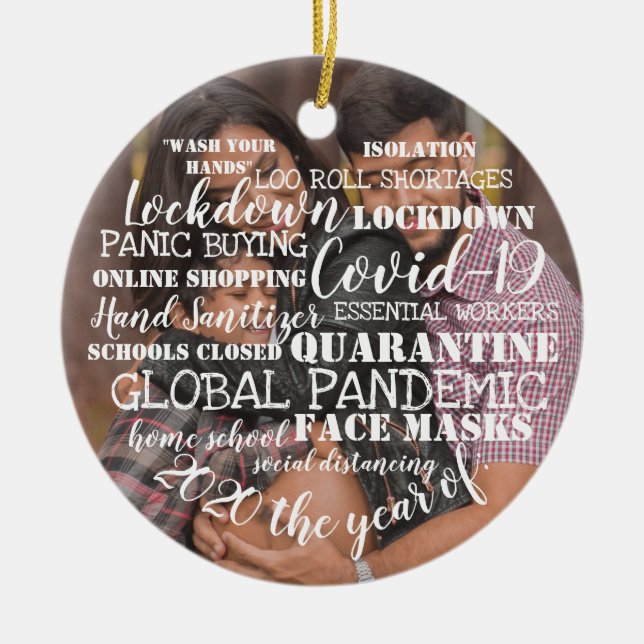 Adorno De Cerámica covid19 2020 el año de las máscaras faciales añade (Frente)