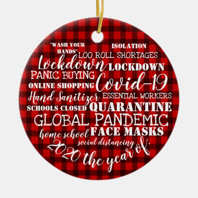 Adorno De Cerámica covid19 2020 el año de las máscaras faciales lumbe (Frente)