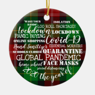 Adorno De Cerámica covid19 2020 el año del aislamiento de las mascari