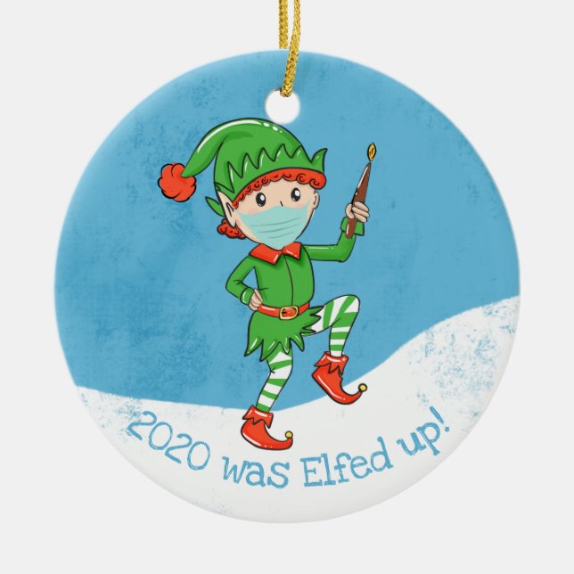 Adorno De Cerámica ¡covid19 2020 fue eufórico! navidades x-mask elf (Frente)