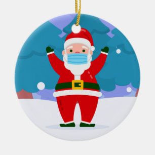 Adorno De Cerámica covid alegre navidad máscara facial santa claus