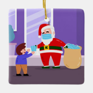 Adorno De Cerámica covid alegre navidad máscara facial santa claus ki