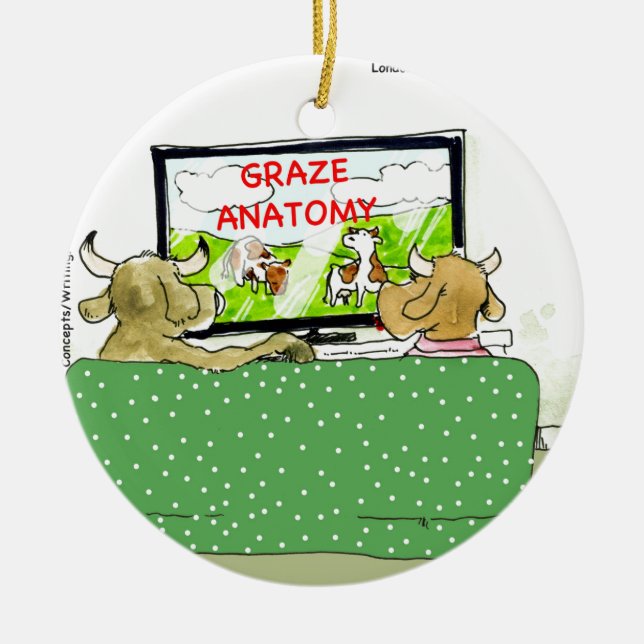 Adorno De Cerámica Cow TV muestra a divertida Personalizado (Frente)