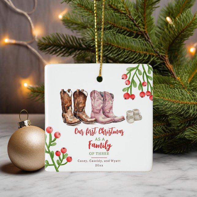 Adorno De Cerámica Cowboy bota la primera Navidad de un bebé (Subido por el creador)