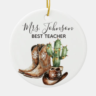 Adorno De Cerámica Cowboy Cactus Mejor regalo para profesores
