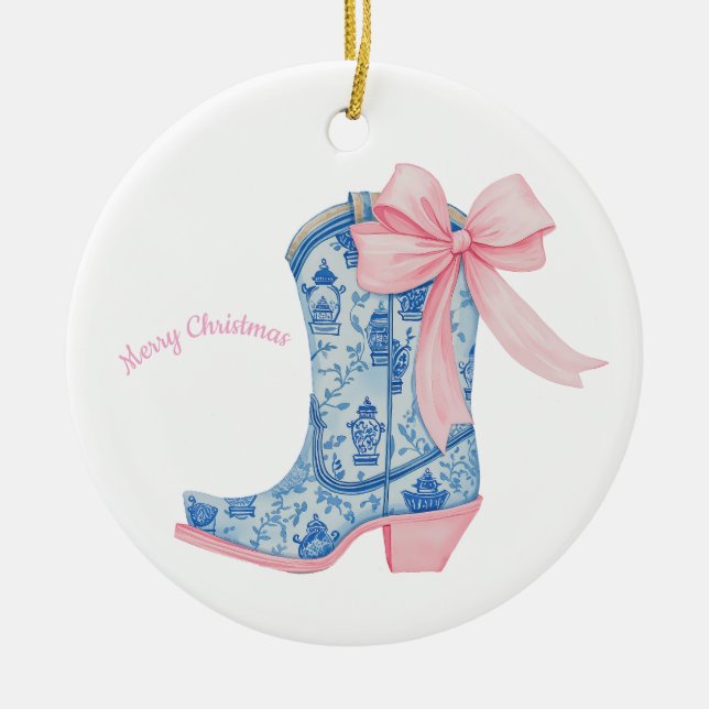 Adorno De Cerámica Cowgirl Christmas Ornament (Frente)