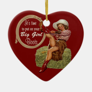 Adorno De Cerámica Cowgirl Te Puso Grandes Botes