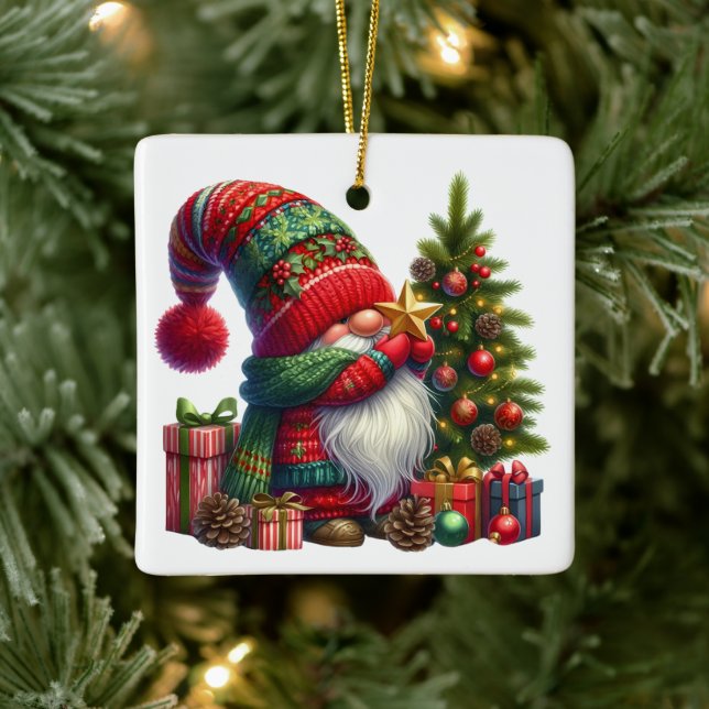 Adorno De Cerámica Cozy Christmas Gnome Art – Festive Holiday (Árbol)
