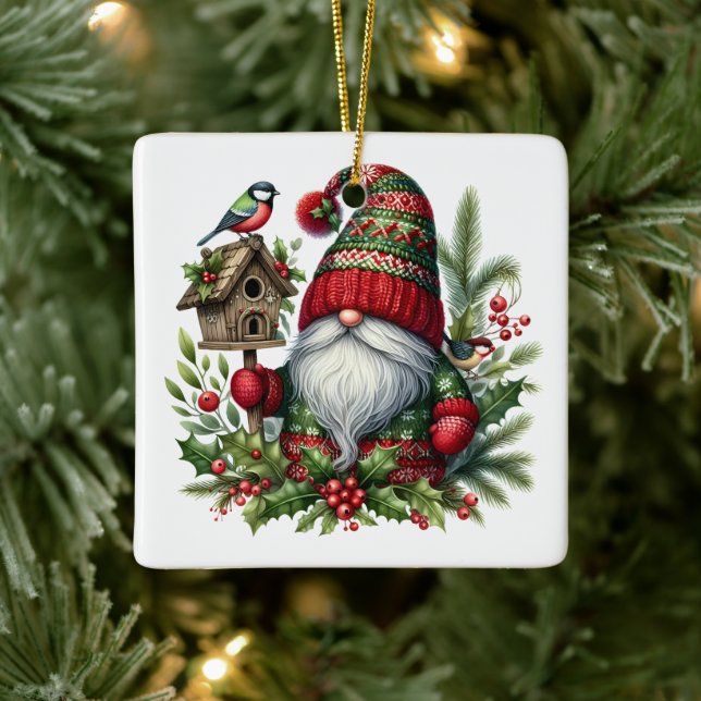 Adorno De Cerámica Cozy Christmas Gnome Art – Festive Holiday (Árbol)