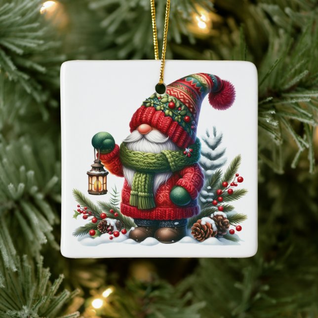 Adorno De Cerámica Cozy Christmas Gnome Art – Festive Holiday (Árbol)