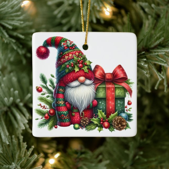 Adorno De Cerámica Cozy Christmas Gnome Art – Festive Holiday (Árbol)