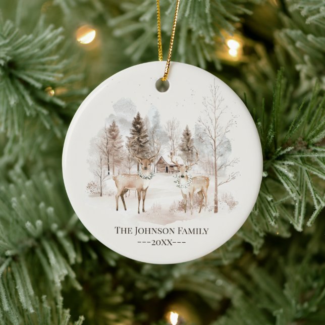 Adorno De Cerámica Cozy Elegant Family Christmas Ornament (Árbol)