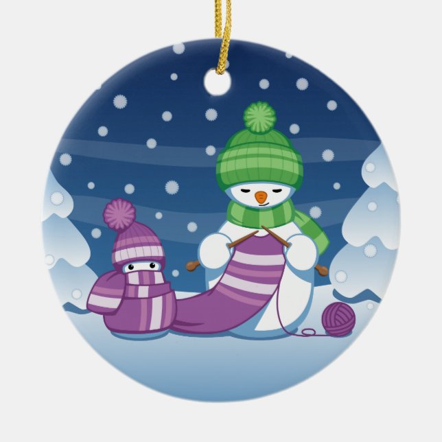 Adorno De Cerámica Crafty Snowman Knitus Scarf (Frente)