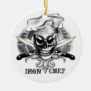 Adorno De Cerámica Cráneo 4 del cocinero: Cocinero del hierro