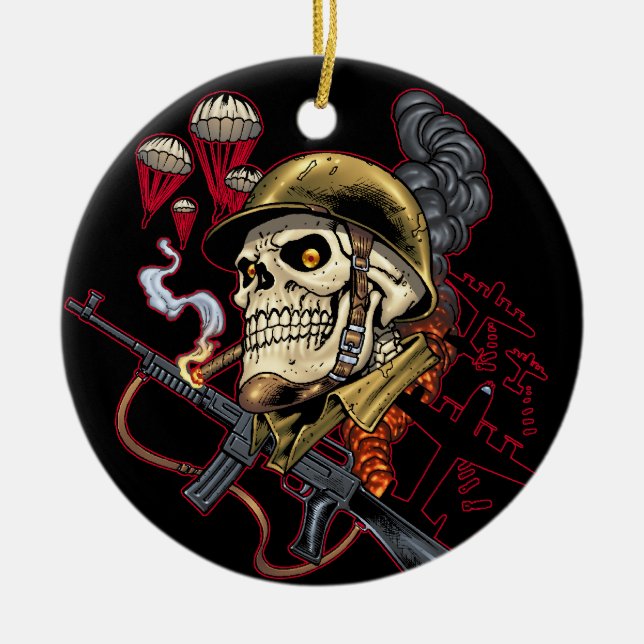 Adorno De Cerámica Cráneo aerotransportado o marino del paracaidista (Frente)