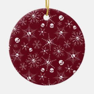 Adorno De Cerámica Cráneo alarmista Creepmas Navidades Copas de nieve