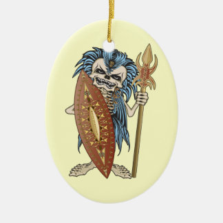 Adorno De Cerámica Cráneo de Guerrero Tribal
