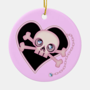 Adorno De Cerámica Cráneo de Neon Rosa