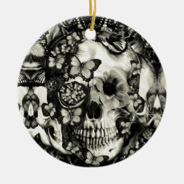 Adorno De Cerámica Cráneo gótico del cordón del Victorian