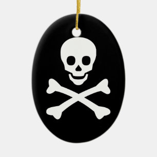Adorno De Cerámica Cráneo y bandera pirata