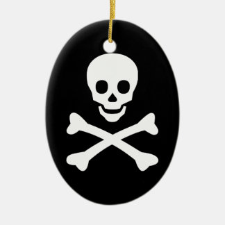 Adorno De Cerámica Cráneo y bandera pirata