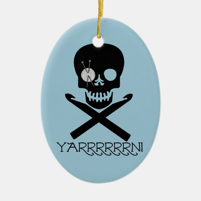 Adorno De Cerámica Cráneo y ganchos (Frente)